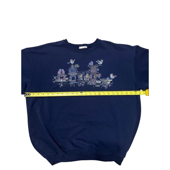 Vintage Navy Blue Birdhouse Graphic Sweatshirt Oversized Crewneck Navy XL - Picture 5 of 9
